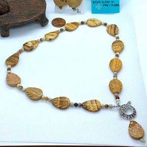 Handcrafted “Sonoran Desert” Picture Jasper & 925 Necklace & Earring Set